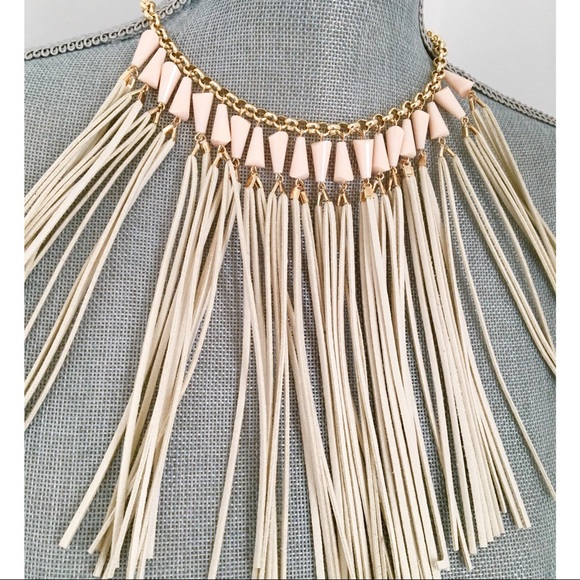 Tabitha suede tassel oversized statement necklace - Picture 5 of 6